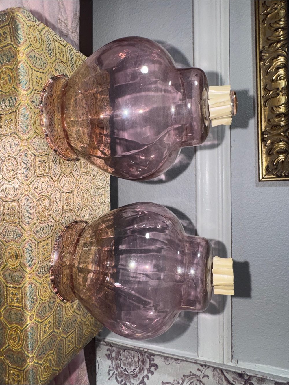Home Interiors Pink Glass sconce candle holders - Pair